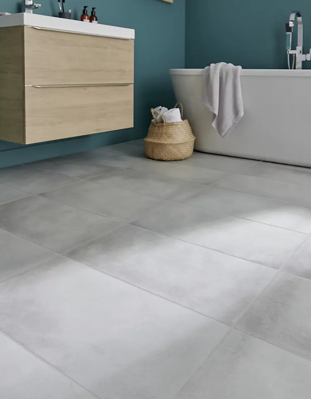 GoodHome Carrelage Mural Effet Béton|Carrelage Sol Effet Béton<Carrelage sol intérieur gris effet béton L.60 x l.30 cm x ép.10 mm, Smooth