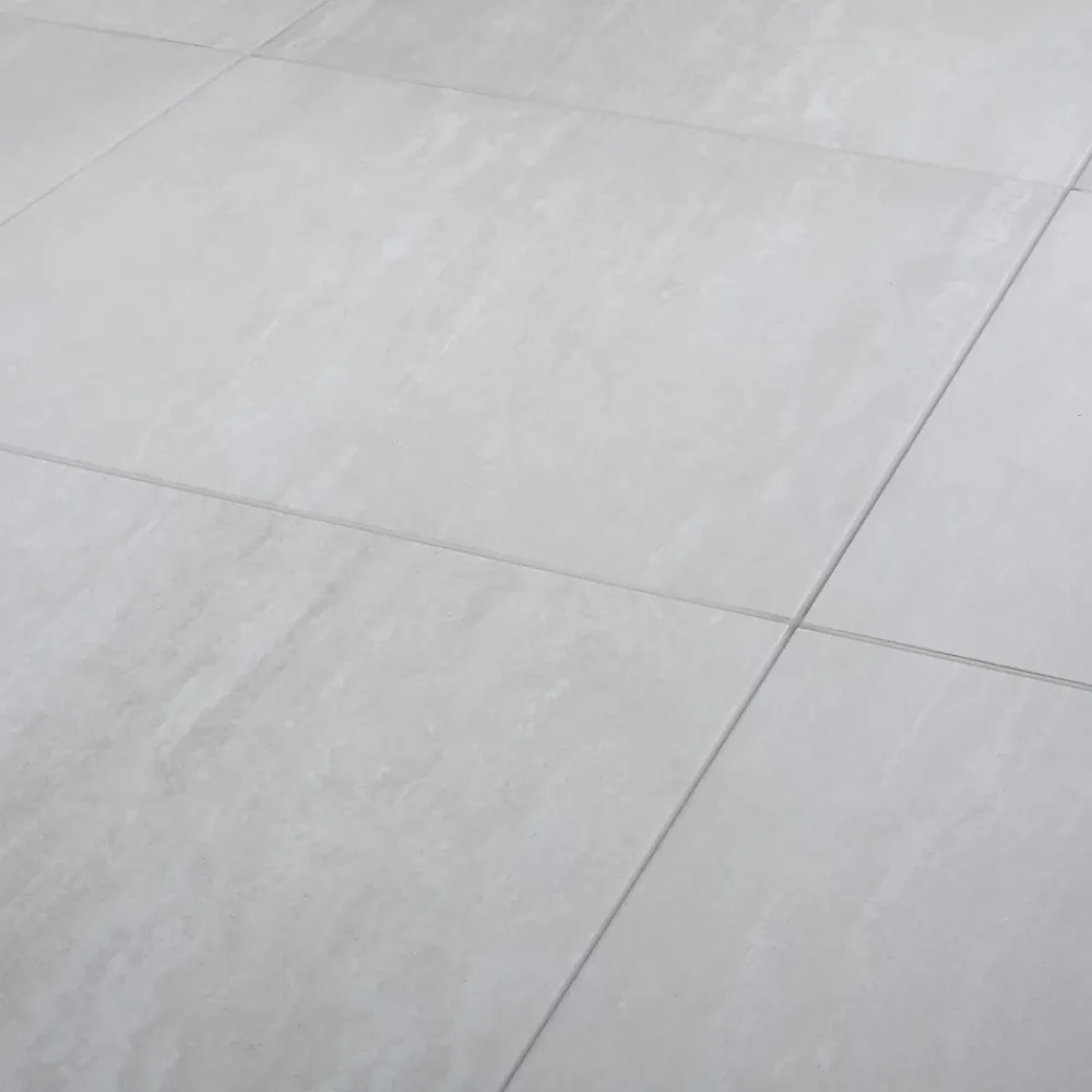 GoodHome Carrelage Mural Effet Pierre|Carrelage Sol Effet Pierre<Carrelage sol intérieur ivoire effet pierre L.60 x l.60 cm x ép.9,2 mm, Soft Travertin