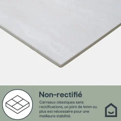 GoodHome Carrelage Mural Effet Pierre|Carrelage Sol Effet Pierre<Carrelage sol intérieur ivoire effet pierre L.60 x l.60 cm x ép.9,2 mm, Soft Travertin