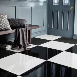 GoodHome Carrelage Mural Pour Wc|Carrelage Sol Pour Wc<Carrelage sol intérieur noir poli ultra brillance L.60 x l.60 cm x ép.9,5 mm, Livourne