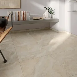 Alaplana Carrelage sol intérieur porcelaine effet pierre beige mat L.60 x l.60 cm x ép.9,5 mm, Nor- Carrelage Mural Effet Pierre|Carrelage Mural Pour Douche