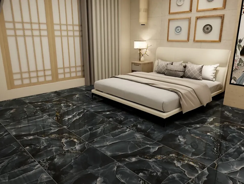 Velloza Carrelage sol/mur effet marbre brillant SUBLIME ONYX BLACK L.120 x l.60cm- Carrelage Sol Pour Salle De Bains|Carrelage Sol Pour Pièce À Vivre