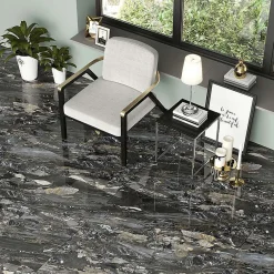 Bien Seramik Carrelage Sol Effet Marbre<Carrelage sol/mur effet marbre noir brillant Arion l.60 x L.120 cm