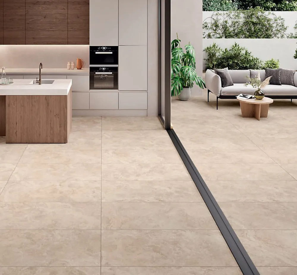 Alaplana Carrelage sol/mur effet pierre KINGSTONE BEIGE MAT L.100 x l.100cm- Carrelage Sol Effet Pierre