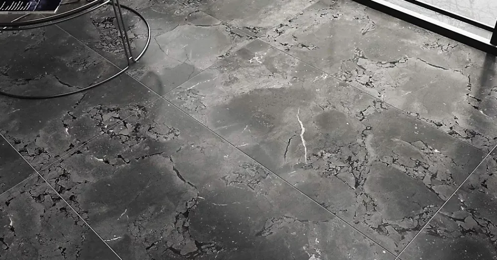 Deco Prom Carrelage sol/mur intérieur effet MARBRE l.60 x L.120 cm POMPEI ANTHRACITE- Faïence Effet Marbre
