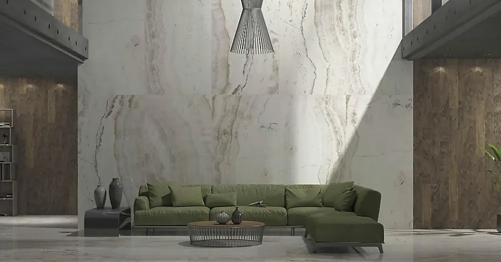 Deco Prom Carrelage sol/mur intérieur effet MARBRE l.60 x L.120 cm ONIKS BLANC- Faïence Pour Cuisine|Faïence Effet Marbre