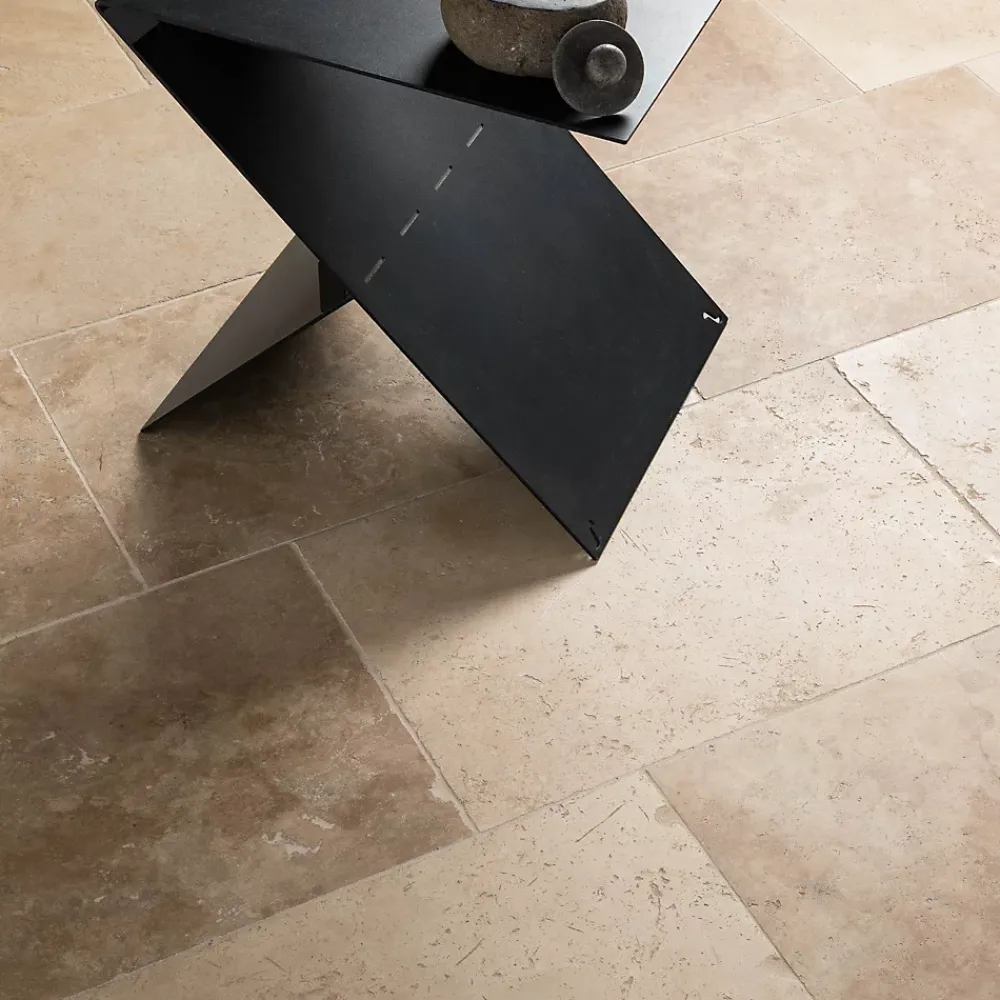 Ro'Ma Nature Travertin<Carrelage Travertin Beige Nuancé 61x40,6x1,2 cm - Intérieur et Extérieur (lot de 1,24 m² 5 dalles) -