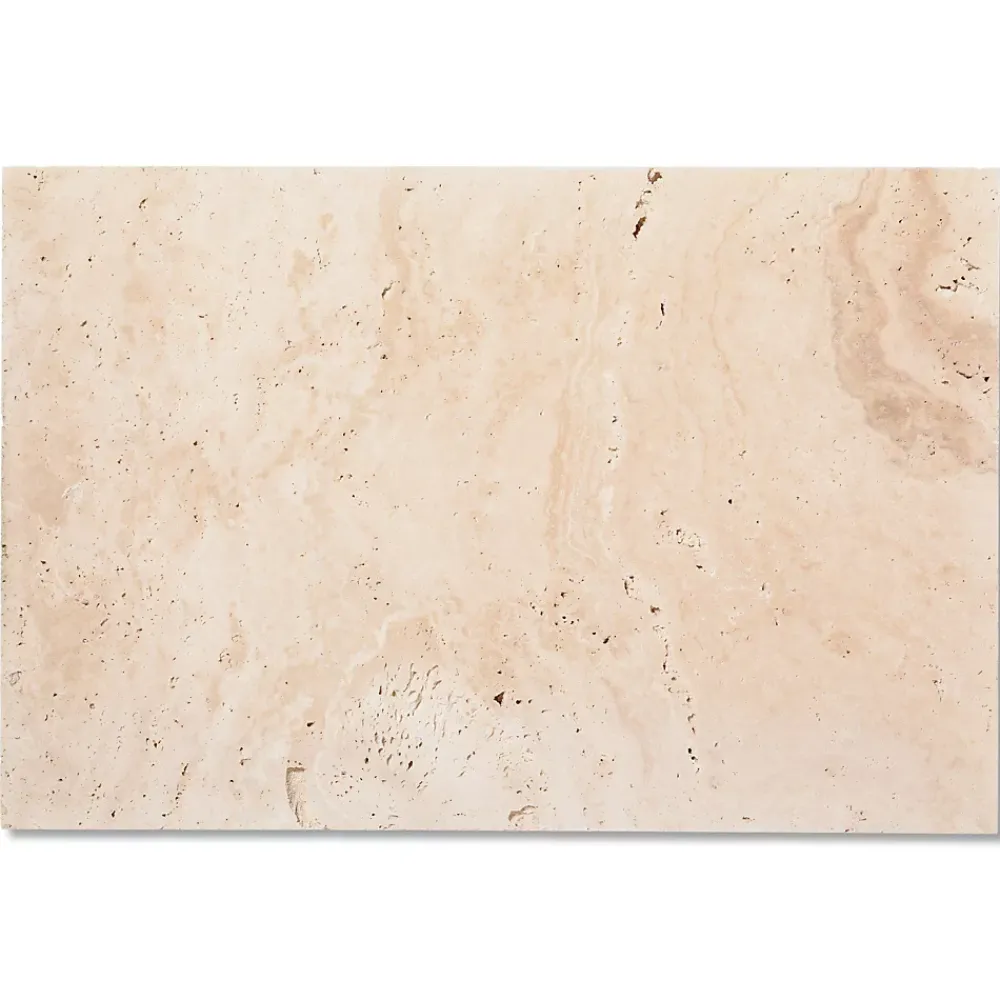 Ro'Ma Nature Travertin<Carrelage Travertin Beige Nuancé 61x40,6x1,2 cm - Intérieur et Extérieur (lot de 1,24 m² 5 dalles) -