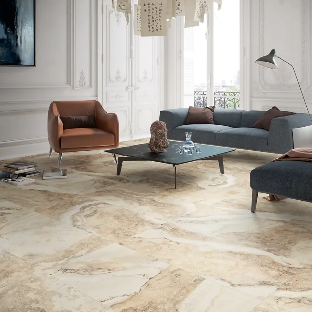 Cristacer Carrelage Sol Effet Marbre<Carrelage Travertino di Caracalla Bianco - Mat 59.2 x 59.2cm ( vendu par boite de 1,05 m² )