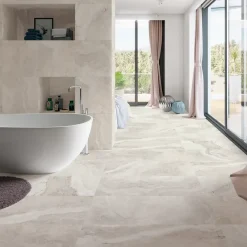 Cristacer Carrelage Travertino di Caracalla poli Silver - Poli 90 x 90cm ( vendu par boite de 1,62 m² )- Carrelage Sol Pour Pièce À Vivre|Carrelage Sol Pour Salle De Bains