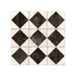 Ro'Ma Carrelage Carrelage Vintage Noir Damier 33x33x0,95 cm Solmira - Sol et mur intérieur -- Carrelage Sol Pour Wc