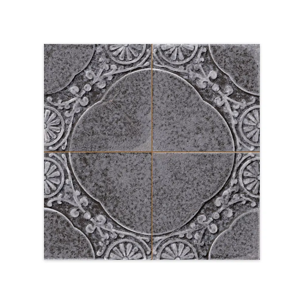 Ro'Ma Carrelage Carrelage Vintage Noir Uruk 45x45x0,95 cm Carvella - Sol et mur intérieur -- Carrelage Sol Pour Wc