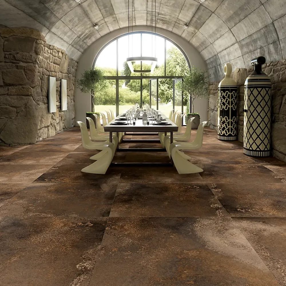 Vives Carrelage Yuri Caldera - Mat 117.5 x 117.5cm ( vendu par boite de 1,38 m² )- Carrelage Sol Effet Métal
