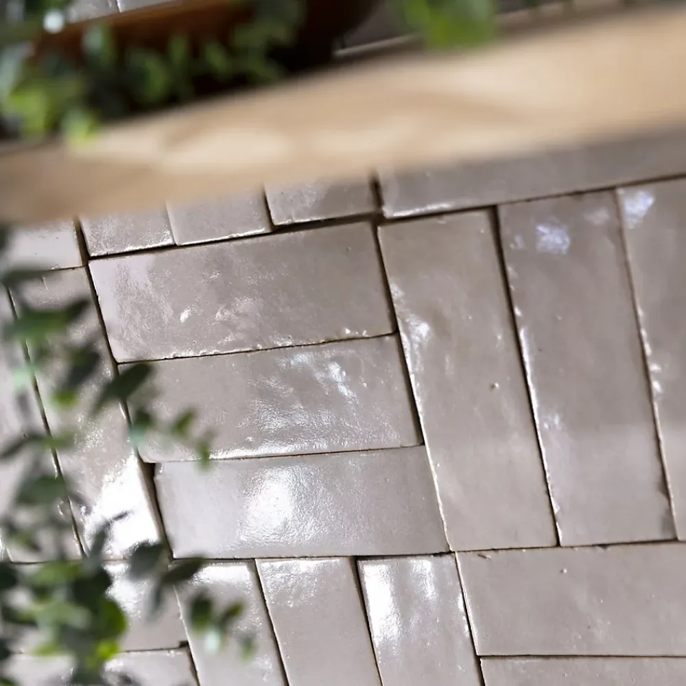 Ro'Ma Nature Carrelage Zellige Marocain Gris de lin 5x15 cm (vendu par 1 m²) -- Faïence Pour Pièce À Vivre|Faïence Pour Douche