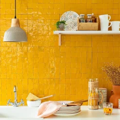 Ro'Ma Nature Faïence Pour Cuisine<Carrelage Zellige Marocain Jaune Moutarde 5x5 cm (vendu par plaque de 30x30 cm soit 0,09 m²) -