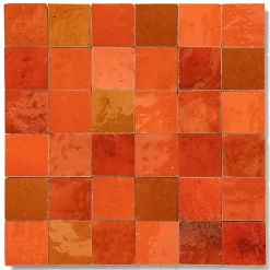 Ro'Ma Nature Faïence Pour Douche<Carrelage Zellige Marocain Orange Pétillant 5x5 cm (vendu par plaque de 30x30 cm soit 0,09 m²) -