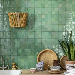 Ro'Ma Nature Faïence Pour Salle De Bains<Carrelage Zellige Marocain Vert d'eau 5x5 cm (vendu par plaque de 30x30 cm soit 0,09 m²) -
