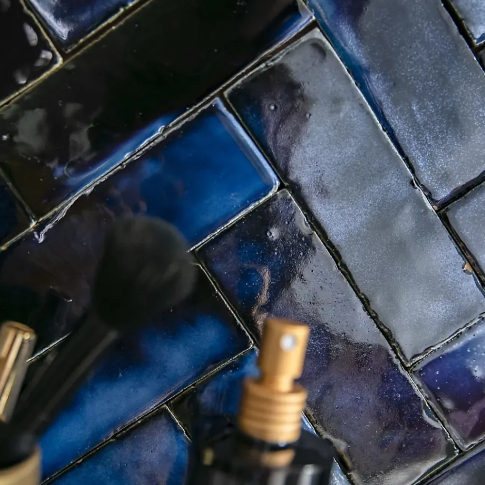 Ro'Ma Nature Faïence Pour Douche|Faïence Pour Pièce À Vivre<Carrelage Zellige Marocain Bleu Magique 5x15 cm (vendu par 1 m²) -