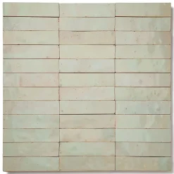 Ro'Ma Nature Carrelage Zellige Marocain Vert Tilleul 2,5x10 cm (vendu par plaque de 30x30 cm soit 0,09 m²) -- Faïence Pour Salle De Bains
