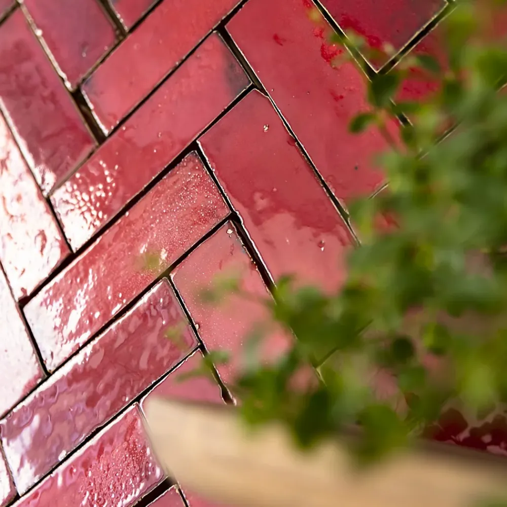 Ro'Ma Nature Faïence Pour Douche<Carrelage Zellige Marocain Rouge Pétillant 5x15 cm (vendu par 1 m²) -