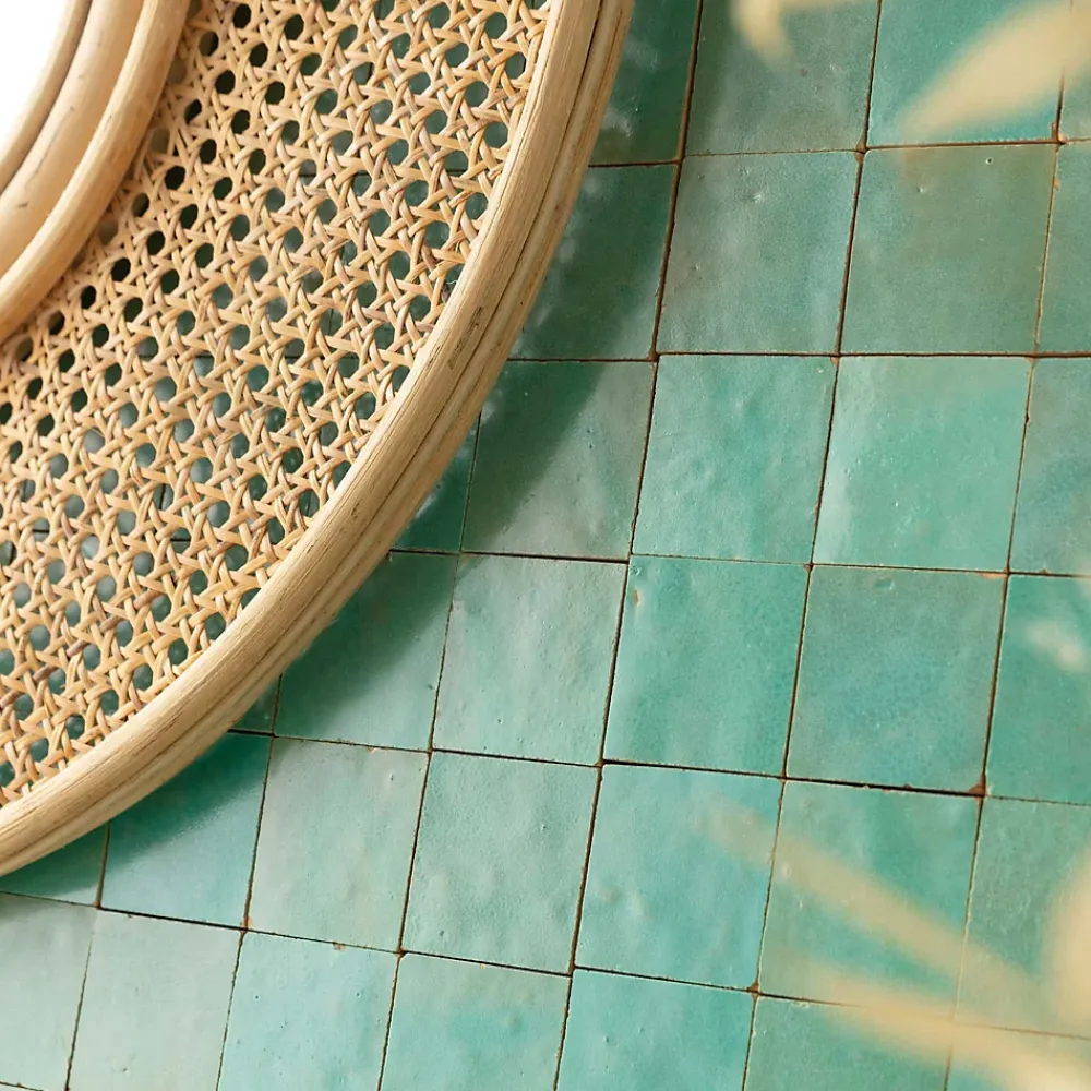 Ro'Ma Nature Faïence Pour Salle De Bains|Faïence Pour Pièce À Vivre<Carrelage Zellige Marocain Vert Pacifique 5x5 cm (vendu par plaque de 30x30 cm soit 0,09 m²) -