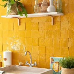 Ro'Ma Nature Carrelage Zellige Marocain Jaune Moutarde 10x10 cm (vendu par 1 m²) -- Faïence Pour Cuisine
