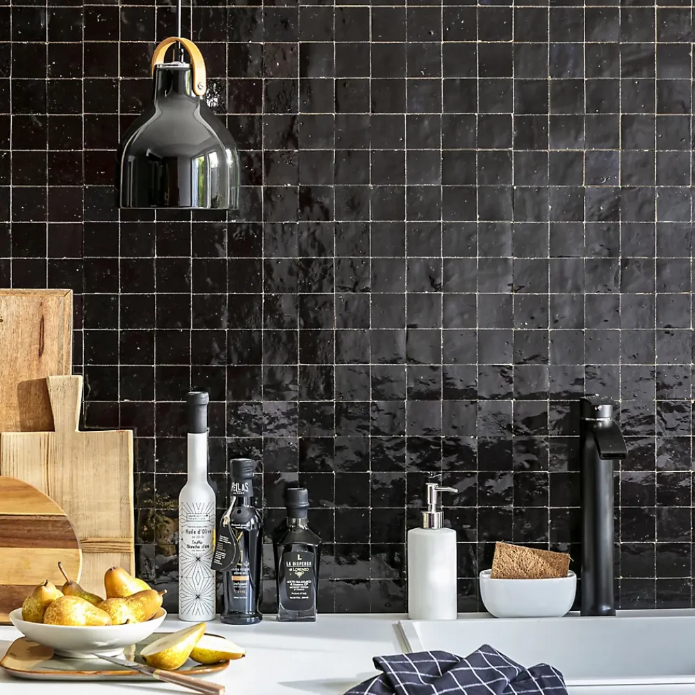 Ro'Ma Nature Faïence Pour Douche<Carrelage Zellige Marocain Noir Intense 5x5 cm (vendu par plaque de 30x30 cm soit 0,09 m²) -