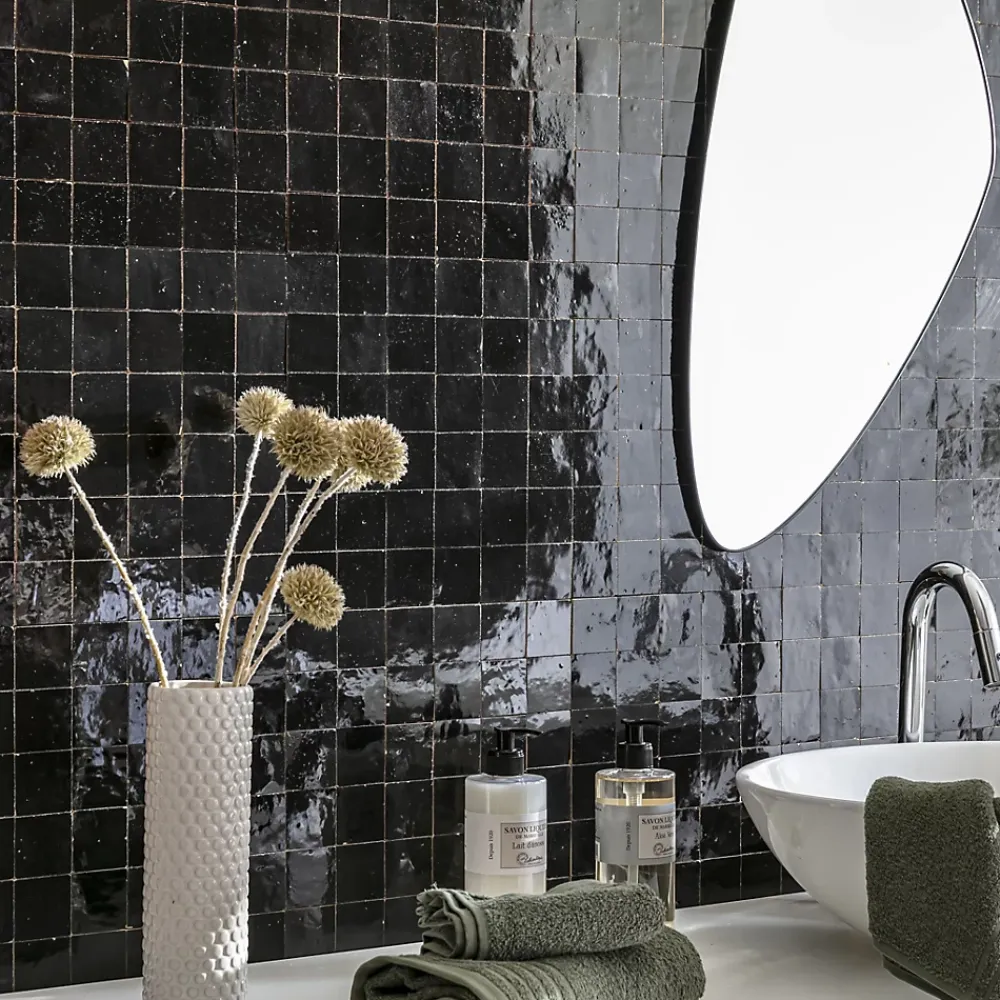 Ro'Ma Nature Faïence Pour Douche<Carrelage Zellige Marocain Noir Intense 5x5 cm (vendu par plaque de 30x30 cm soit 0,09 m²) -