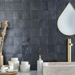 Ro'Ma Nature Faïence Pour Salle De Bains<Carrelage Zellige Marocain Noir Métal 10x10 cm (vendu par 1 m²) -