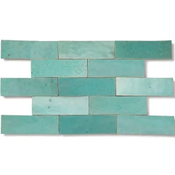 Ro'Ma Nature Carrelage Zellige Marocain Vert Pacifique 5x15 cm (vendu par 1 m²) -- Faïence Pour Pièce À Vivre