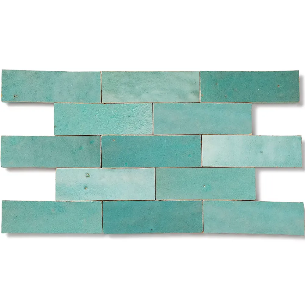 Ro'Ma Nature Carrelage Zellige Marocain Vert Pacifique 5x15 cm (vendu par 1 m²) -- Faïence Pour Pièce À Vivre