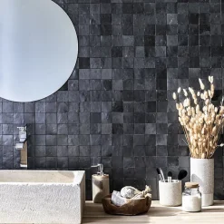 Ro'Ma Nature Carrelage Zellige Marocain Noir Métal 5x5 cm (vendu par plaque de 30x30 cm soit 0,09 m²) -- Faïence Pour Salle De Bains|Faïence Pour Pièce À Vivre