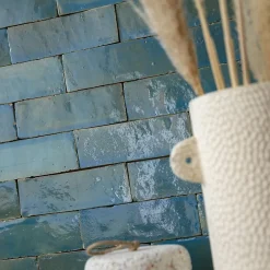 Ro'Ma Nature Carrelage Zellige Marocain Bleu Lazuli 5x15 cm (vendu par 1 m²) -- Faïence Pour Pièce À Vivre