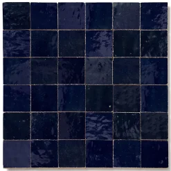 Ro'Ma Nature Carrelage Zellige Marocain Bleu Nuit 5x5 cm (vendu par plaque de 30x30 cm soit 0,09 m²) -- Faïence Pour Cuisine|Faïence Pour Salle De Bains