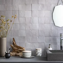 Ro'Ma Nature Faïence Pour Cuisine|Faïence Pour Pièce À Vivre<Carrelage Zellige Marocain Gris Clair 10x10 cm (vendu par 1 m²) -