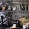 Ro'Ma Nature Carrelage Zellige Marocain Noir Intense 5x15 cm (vendu par 1 m²) -- Faïence Pour Cuisine