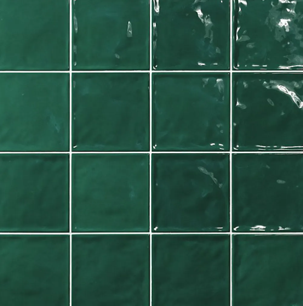 Tinker Carrelage Zellige Pompei vert Brillant 15x15 cm- Carrelage Mural Uni|Carrelage Mural Pour Cuisine