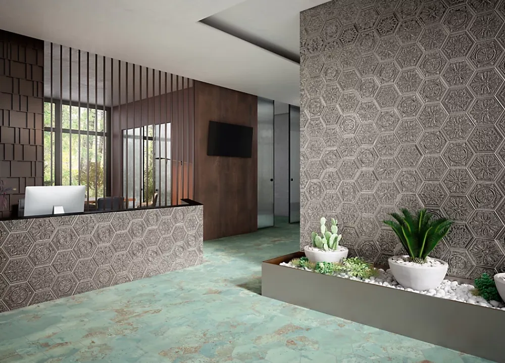 Apavisa Carrelage Zinc Natural Green - Mat 120 x 60cm ( vendu par boite de 1,42 m² )- Carrelage Sol Effet Métal