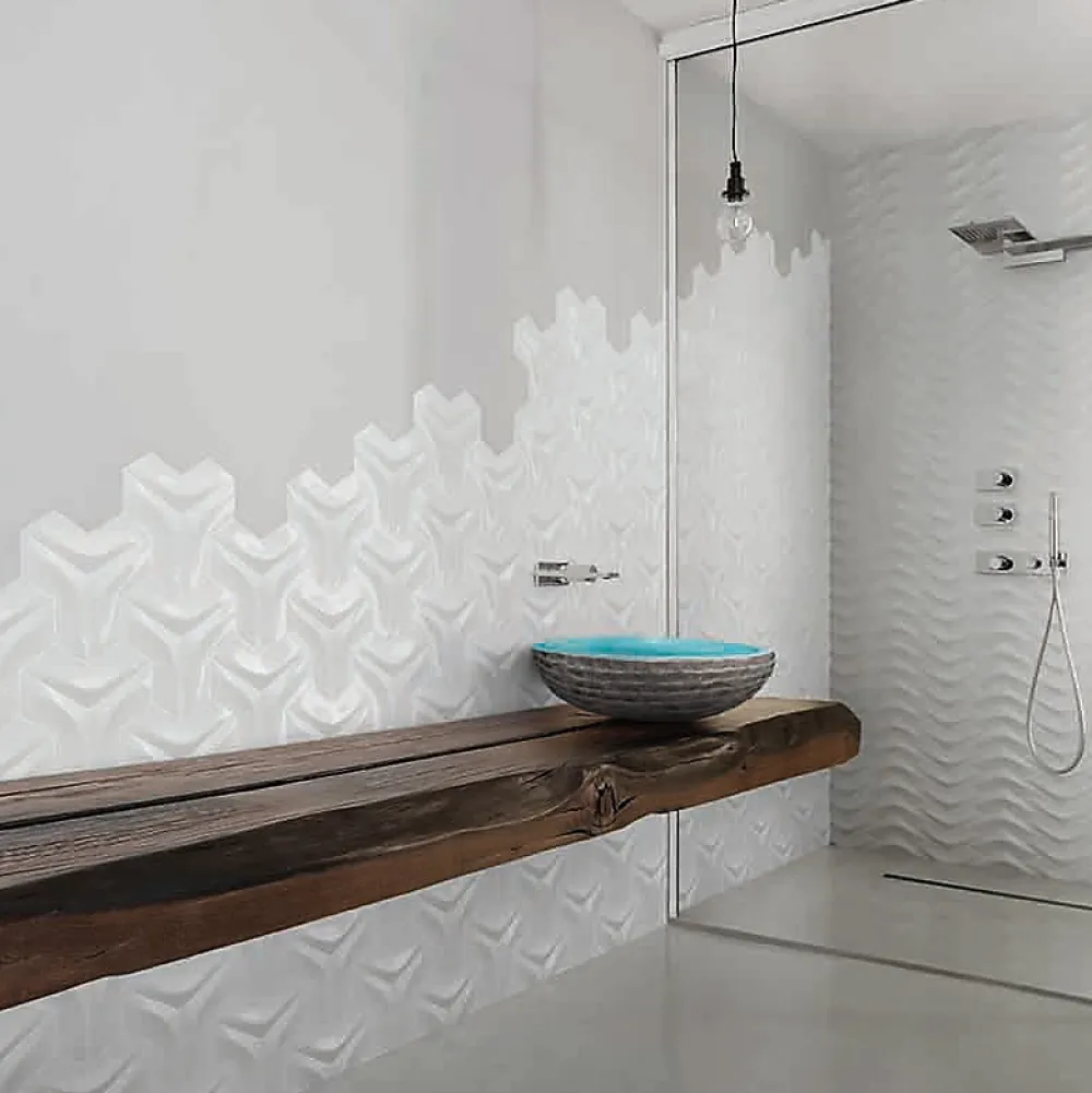 Carrelage Signature Ceramique Boomerang Blanc 8 X 29 Cm - vendu par boite de 0,54 m2 -- Carrelage Sol Uni|Carrelage Sol Pour Salle De Bains
