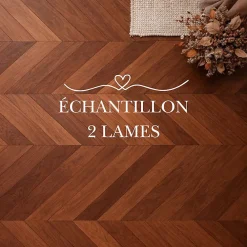 Dileci ÉCHANTILLON - Parquet massif chêne français, Pointe de Hongrie, Chevron 600x120x15 mm, Teinte foncée Élégante -- Parquet Chevron|Voir Tous Les Parquets
