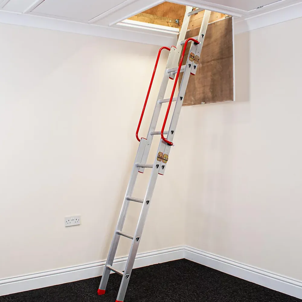 BPS Access Solutions Échelle de grenier coulissante aluminium 3 sections avec main courante, Charge max. 150 kg, EN14975, BPS Depot- Escalier Escamotable