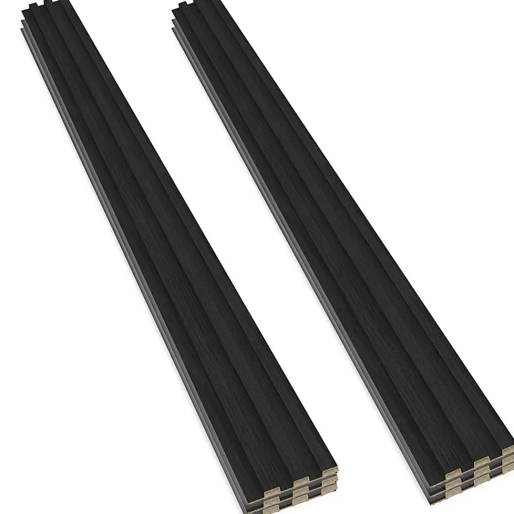 Frankystar Chopin - Lot de 6 Panneaux Acoustiques Décoratifs 235x18 cm pour Intérieur et Extérieur en WPC Noir- Lambris Mural