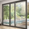 3 in 1 Baie Vitrée Coulissante<Châssis coulissant en aluminium à soulèvement 4 ventaux SMARTIA S560 (L.:4000mm x H.:2400mm) Gris antracite RAL 7016