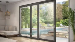 3 in 1 Châssis coulissant en aluminium à soulèvement 3 ventaux SMARTIA S560 (L.:3200mm x H.:2200mm) Noir RAL 9005- Baie Vitrée Coulissante