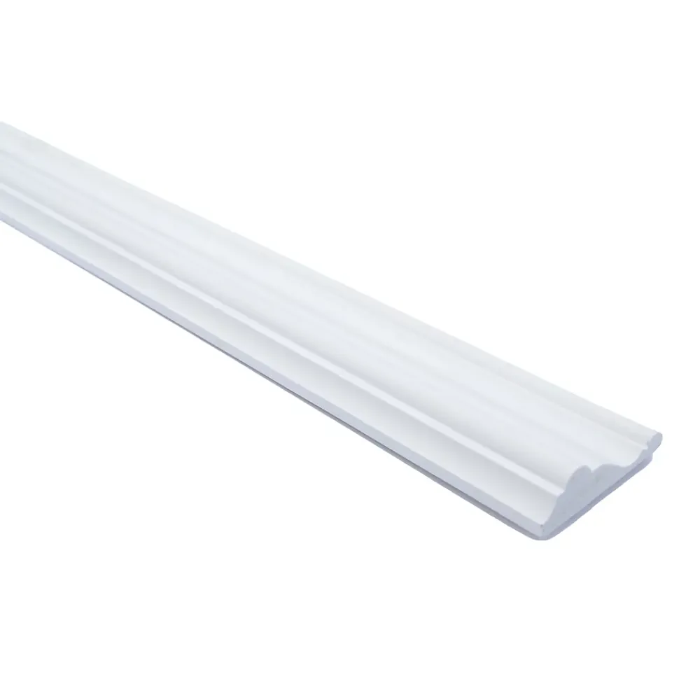 Woodbord Moulure<Cimaise Bois de Pin Merkusii - Enduite Gesso Blanc - 18x62x2200mm - Moulure - Lame de Soubassement