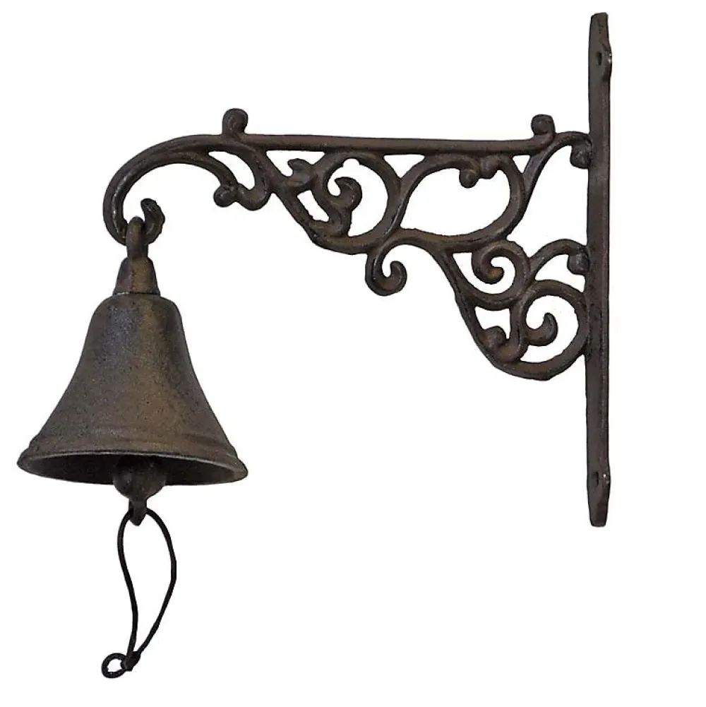 La Grande Prairie Poignée De Porte Extérieure<Cloche carillon fonte Arabesques 21x24x10cm