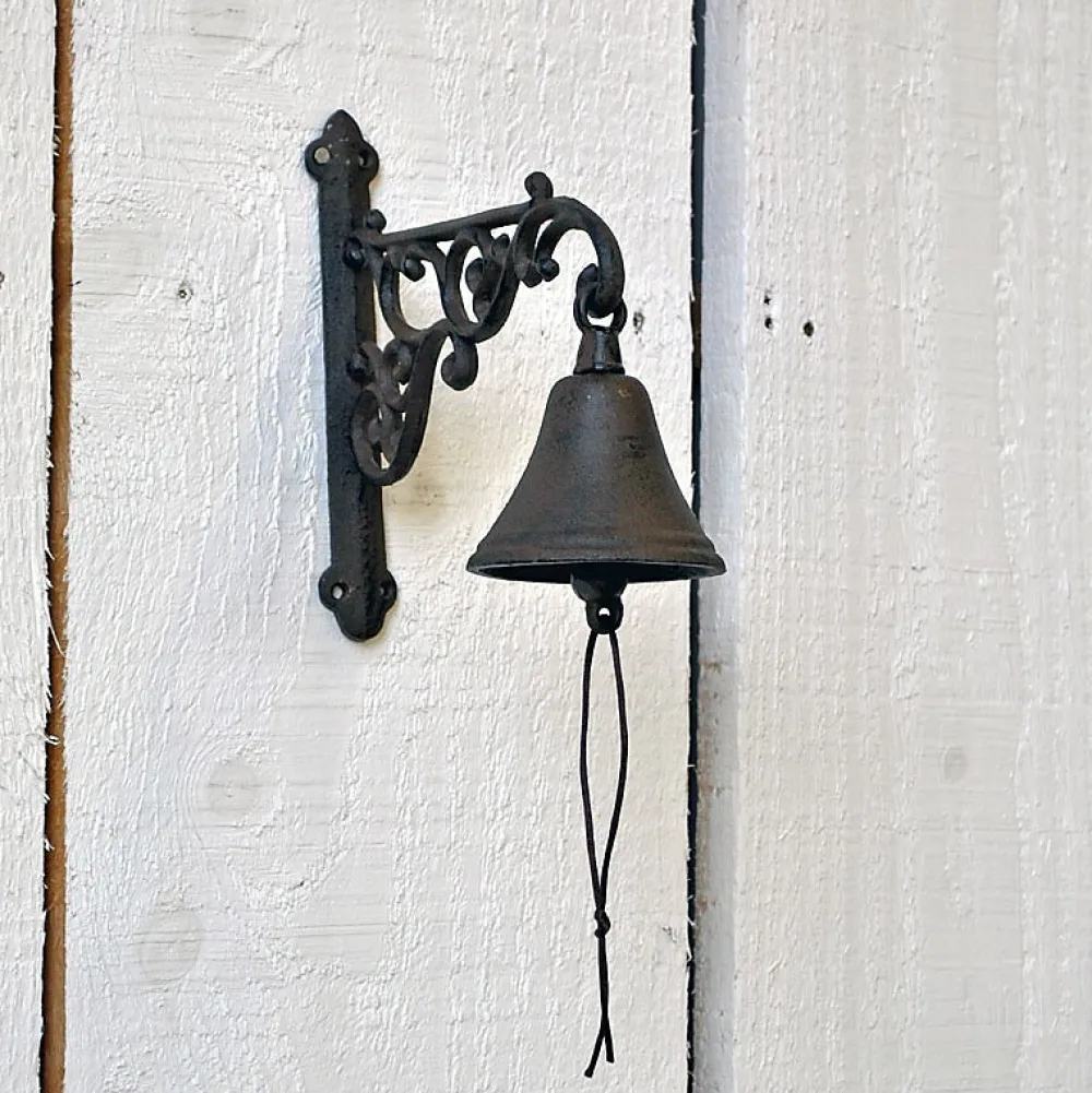 La Grande Prairie Poignée De Porte Extérieure<Cloche carillon fonte Arabesques 21x24x10cm