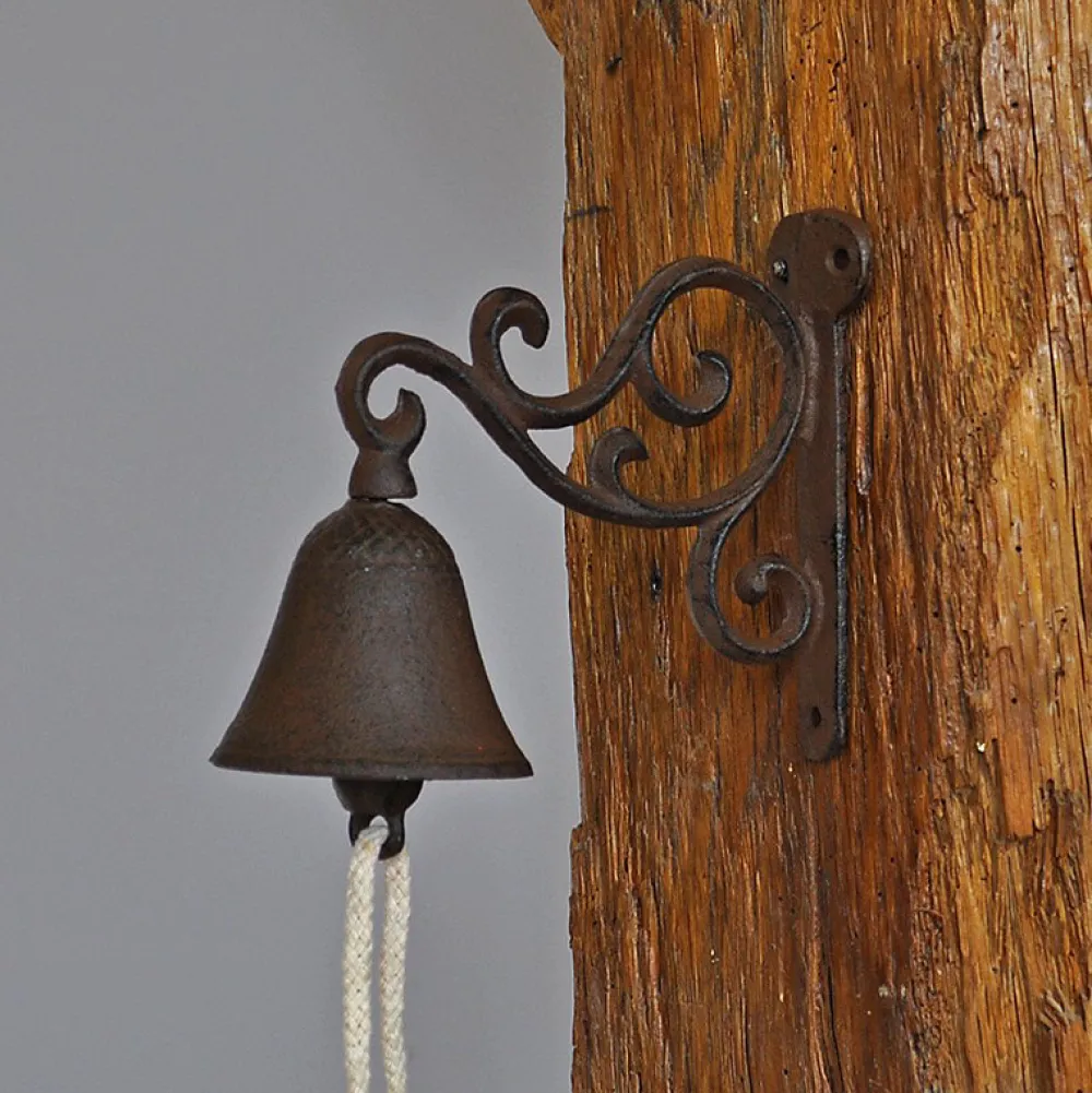 La Grande Prairie Cloche carillon fonte Volutes 20x10x15cm- Poignée De Porte Extérieure