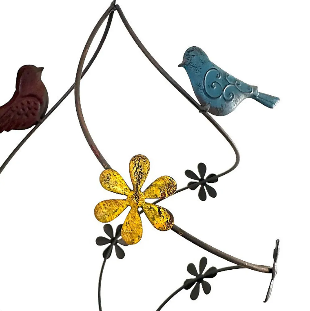 La Grande Prairie Poignée De Porte Extérieure<Cloche oiseaux colorés 29x23x74cm