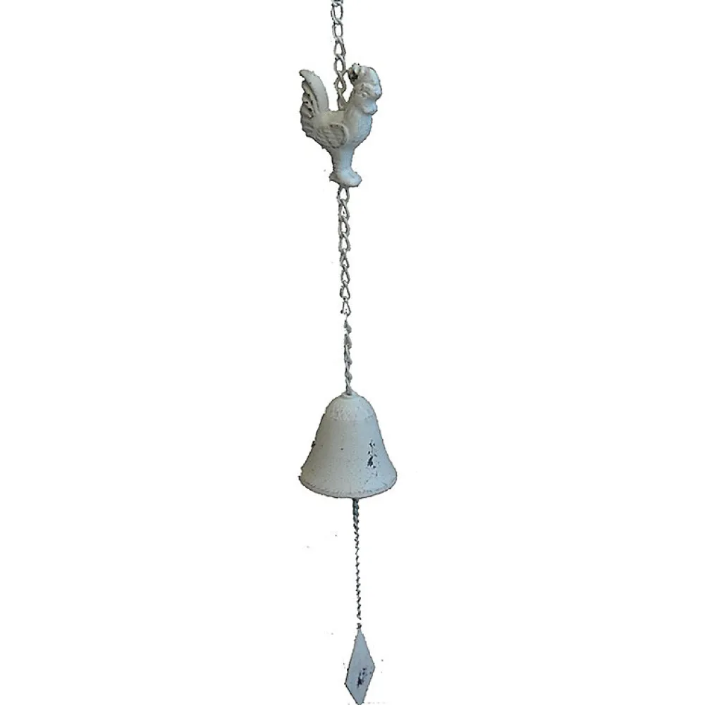 La Grande Prairie Clochette Coq fer blanc 10x65cm- Poignée De Porte Extérieure